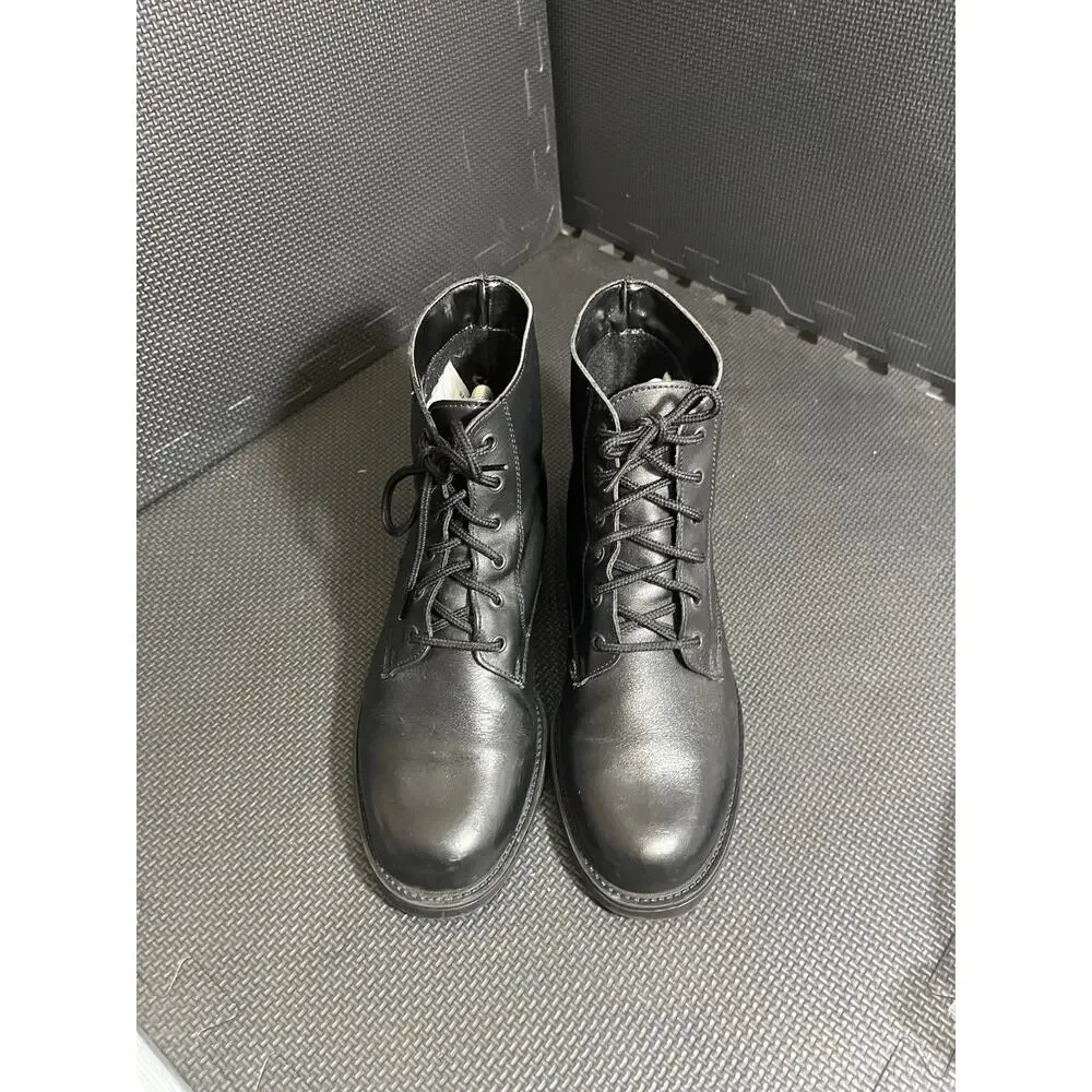La Canadienne Womens Lace Up Black Leather Booties Moto Grunge Emo Size 9.5‎